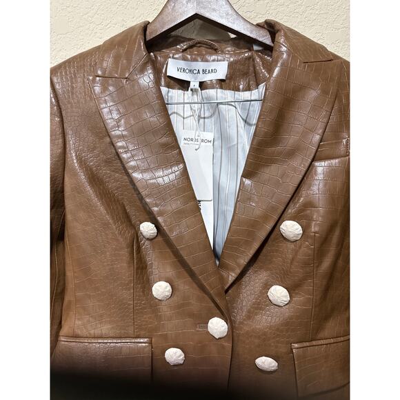 Veronica Beard Lawrence Croc Embossed Faux Leather Dickey Jacket New with Tags - Picture 7 of 8